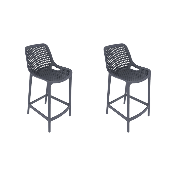 Silla para Bar Miame, Color Gris Oscuro, con reposa pies en diseño Moderno X2