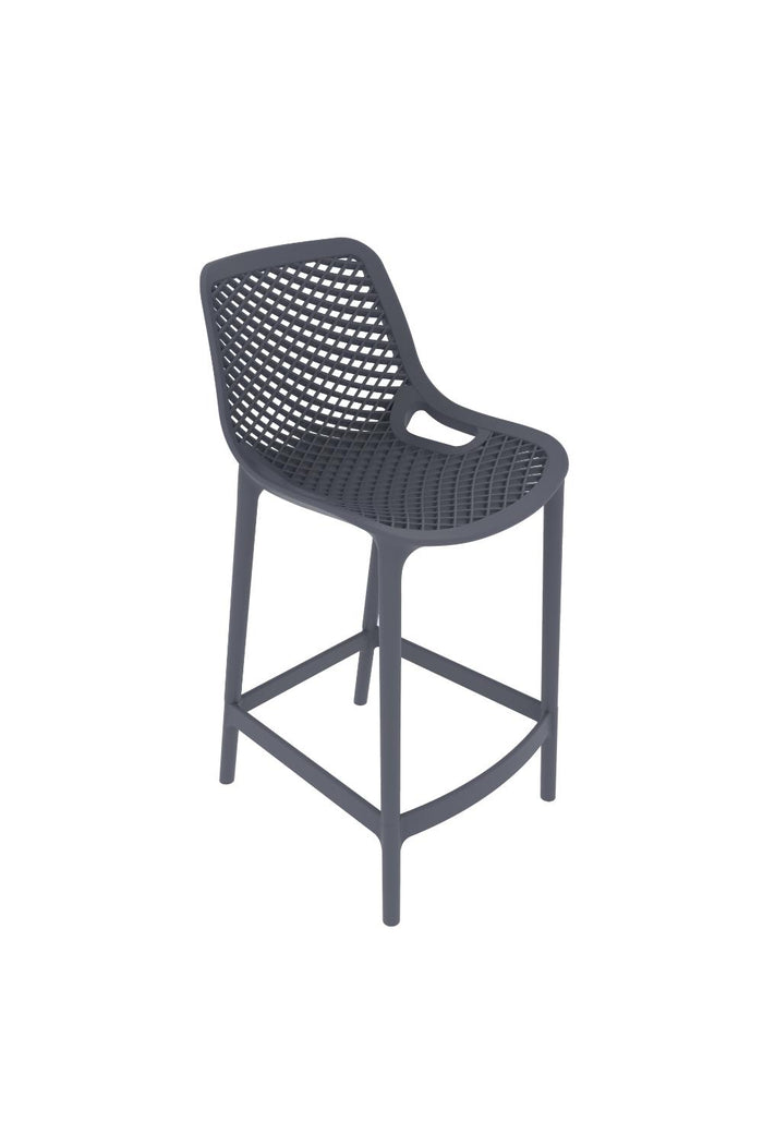 Silla para Bar Miame, Color Gris Oscuro, con reposa pies en diseño Moderno