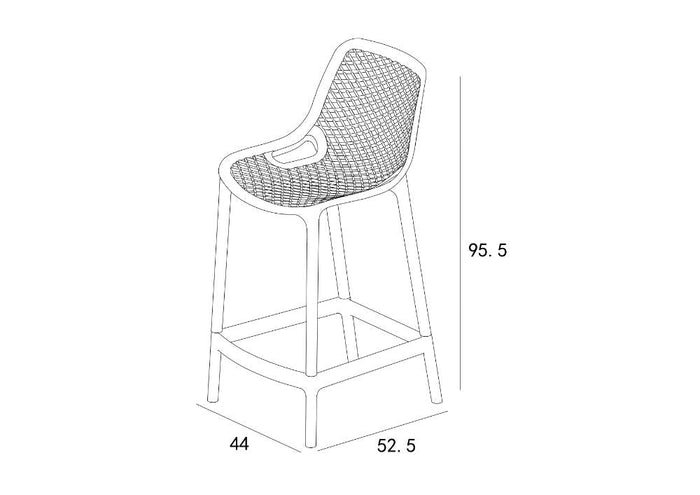 Silla para Bar Miame, Color Gris Oscuro, con reposa pies en diseño Moderno