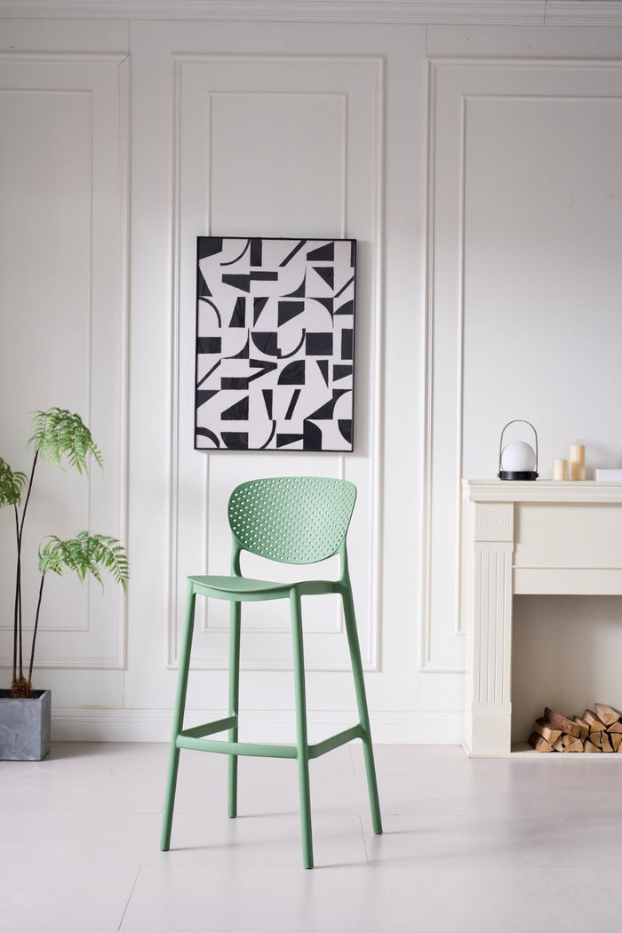 SILLA PARA BAR RIO, COLOR VERDE OLIVO, DISEÑO MODERNO X2