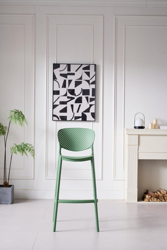 SILLA PARA BAR RIO, COLOR VERDE OLIVO, DISEÑO MODERNO X2