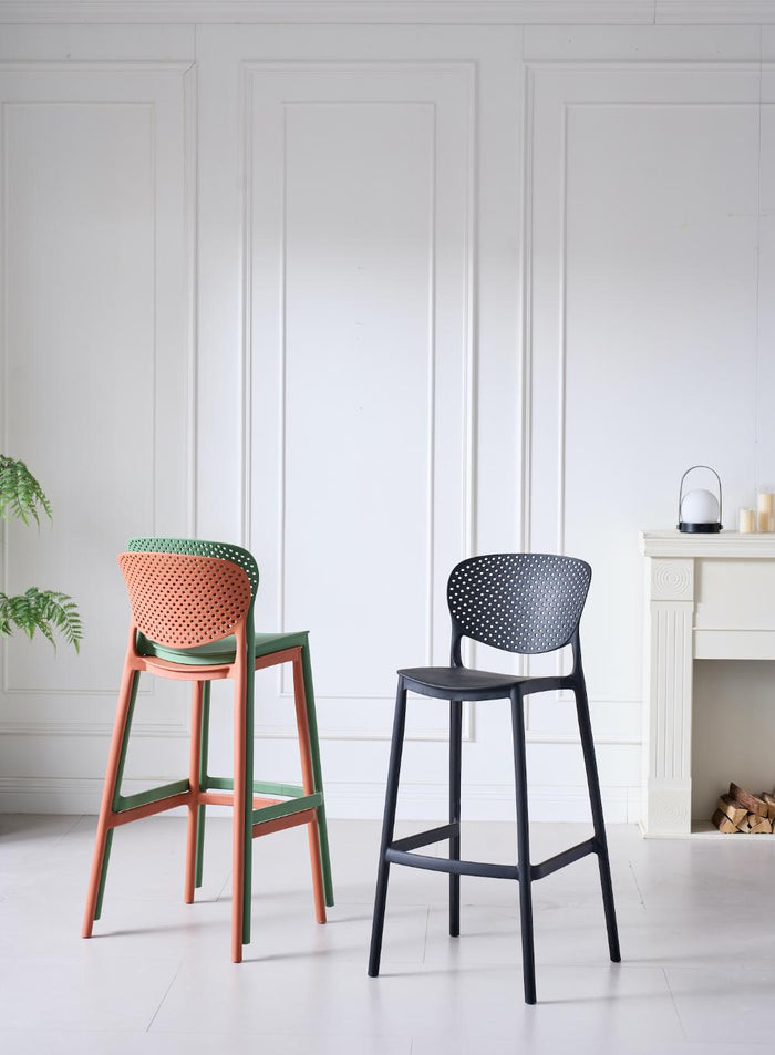 SILLA PARA BAR RIO, COLOR VERDE OLIVO, DISEÑO MODERNO