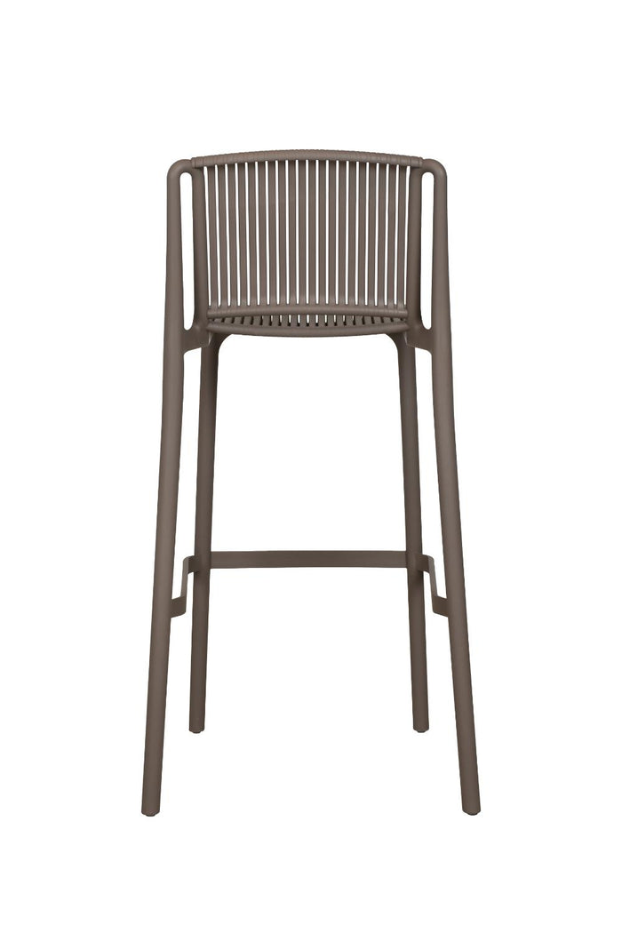 Silla para Bar Sovalla, Color Taupe, Con espaldar redondo transpirable y diseño minimalista