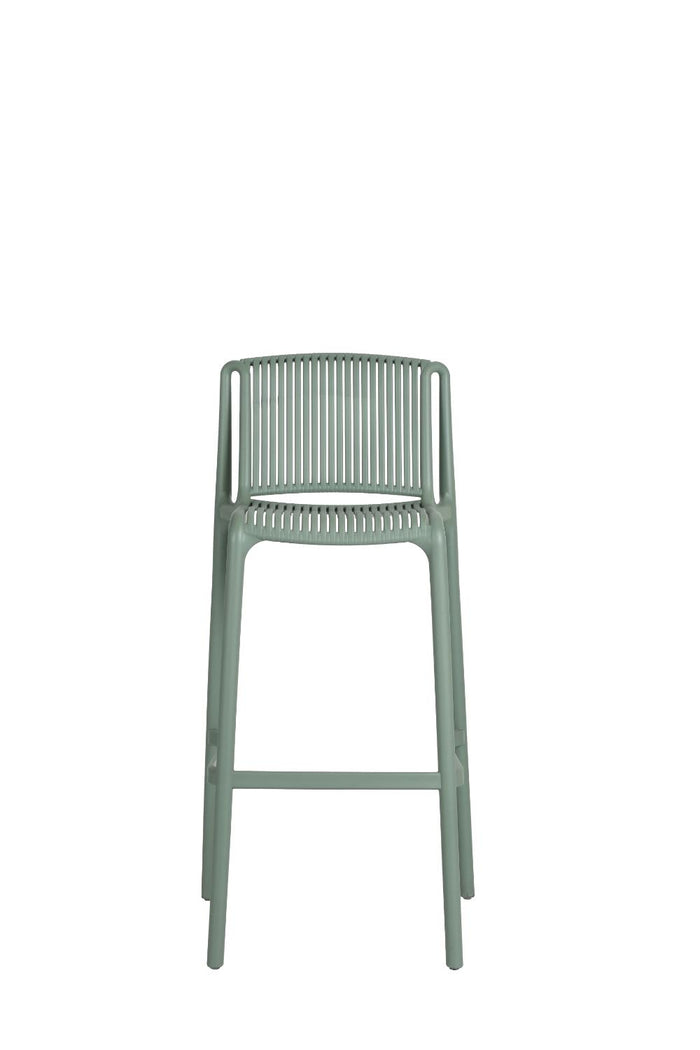 Silla para Bar Sovalla, Color Verde olivo, Con espaldar redondo transpirable y diseño minimalista