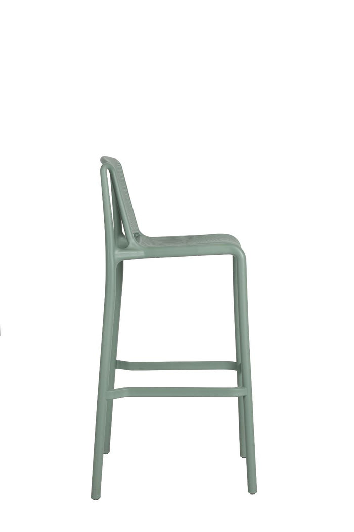 Silla para Bar Sovalla, Color Verde olivo, Con espaldar redondo transpirable y diseño minimalista