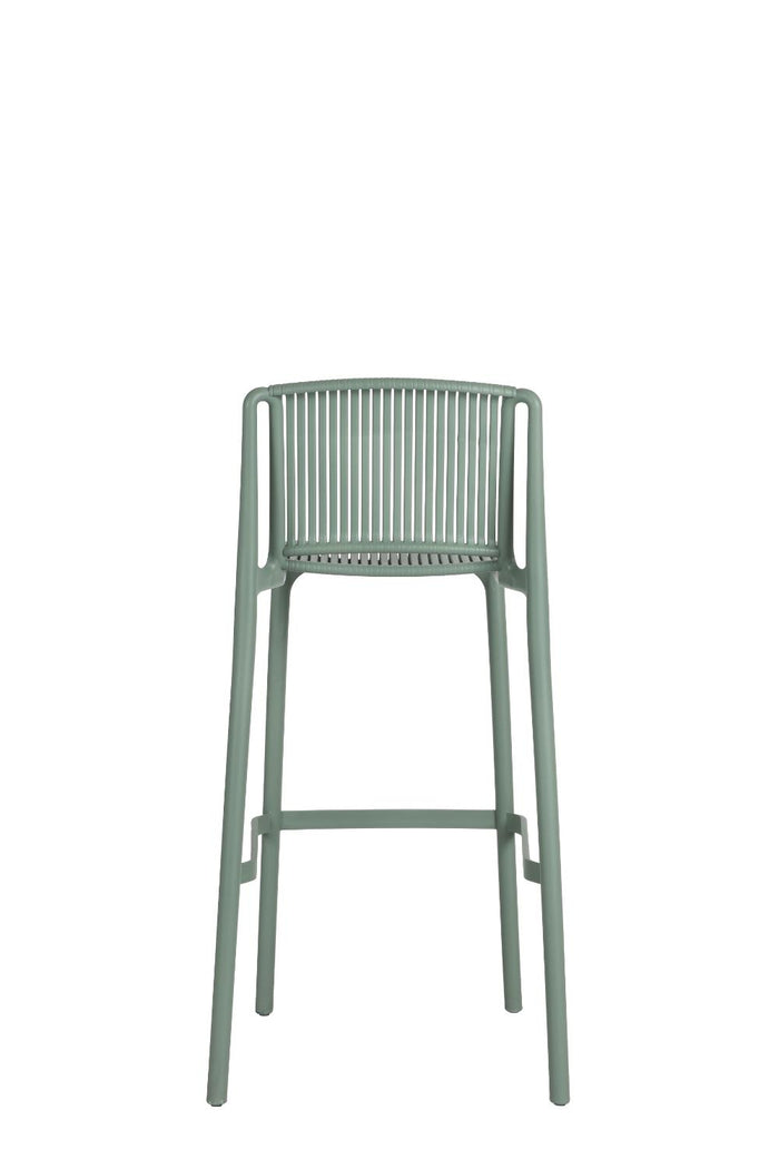 Silla para Bar Sovalla, Color Verde olivo, Con espaldar redondo transpirable y diseño minimalista