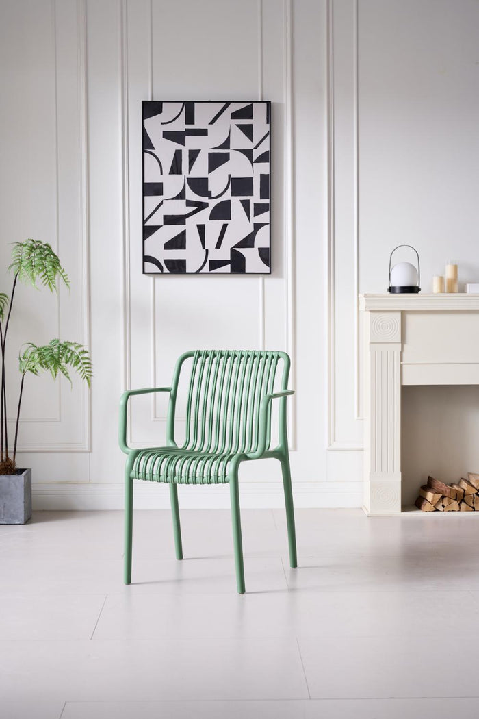 SILLA TERRA CON BRAZOS, COLOR VERDE OLIVO, CON ESPALDAR