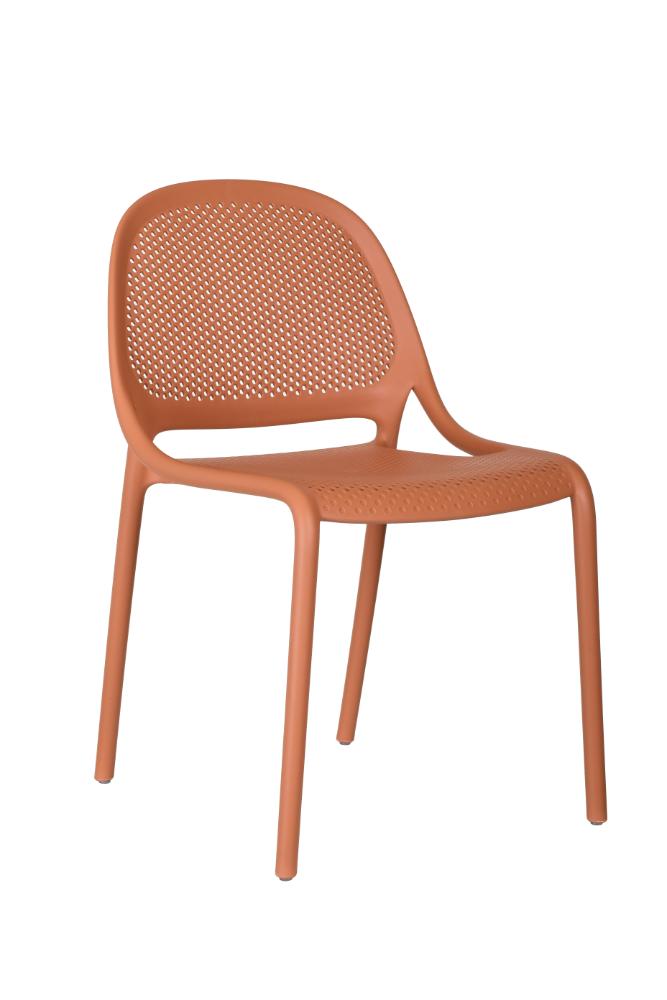 Silla Tolondo, Color Rojo, Con espaldar redondo transpirable y diseño minimalista