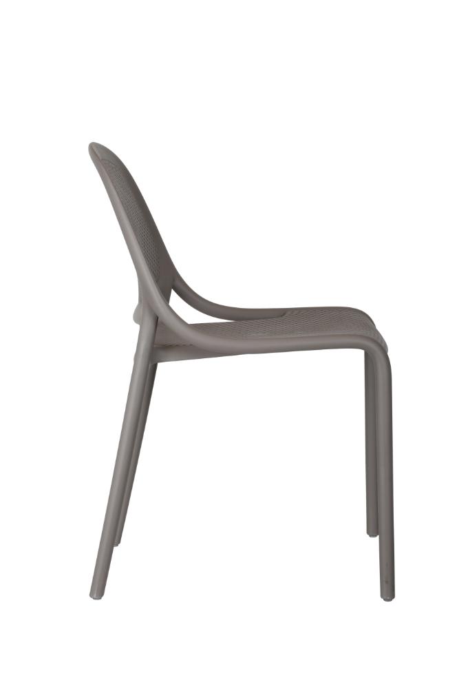 Silla Tolondo, Color Taupe, Con espaldar redondo transpirable y diseño minimalista