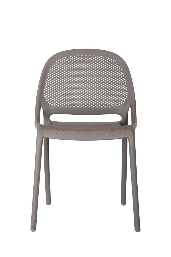Silla Tolondo, Color Taupe, Con espaldar redondo transpirable y diseño minimalista