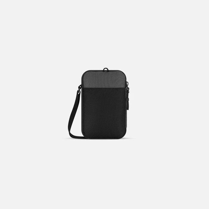 A Sherpani Simplicity Granite Anti-Theft Crossbody Wallet back view showing back pocket against white background. #color_granite-grey