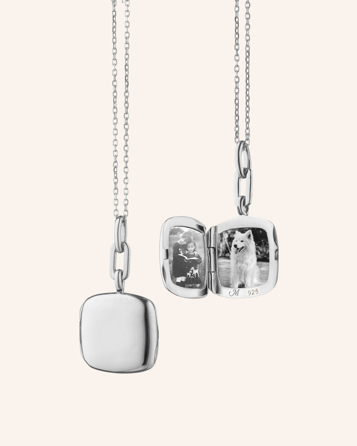 Slim Viv Sterling Silver Locket Necklace