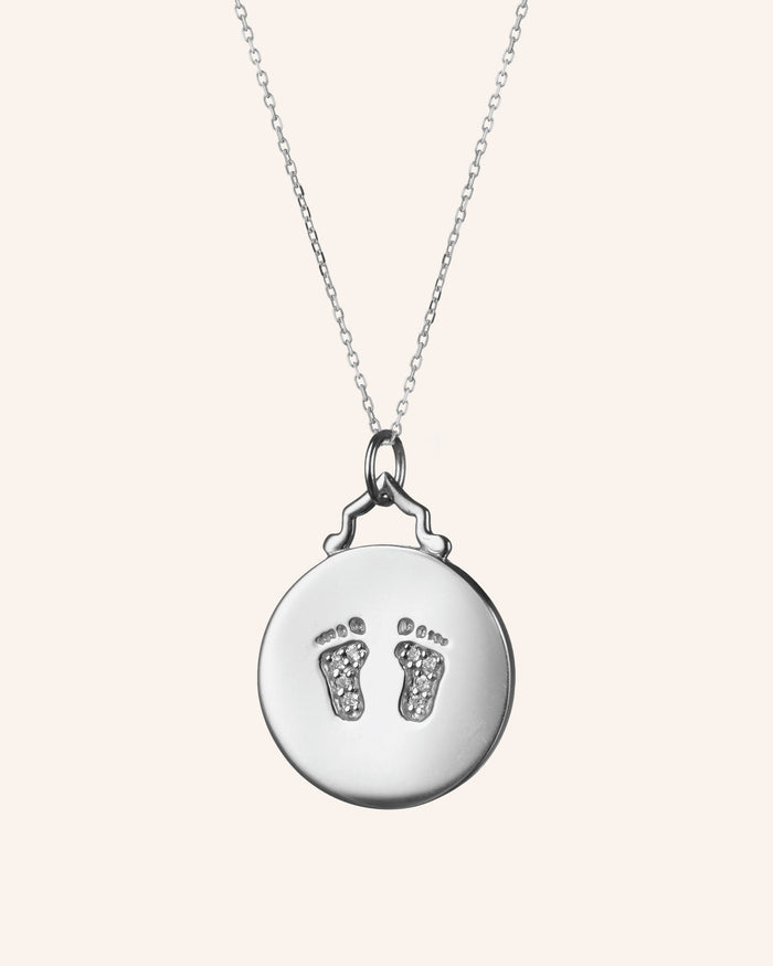 Small Sterling Silver "Baby" Charm Necklace with Sapphires
