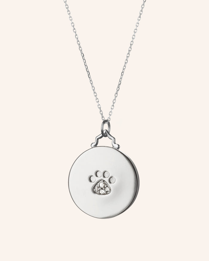 Paw Print Charm Necklace with Sapphires