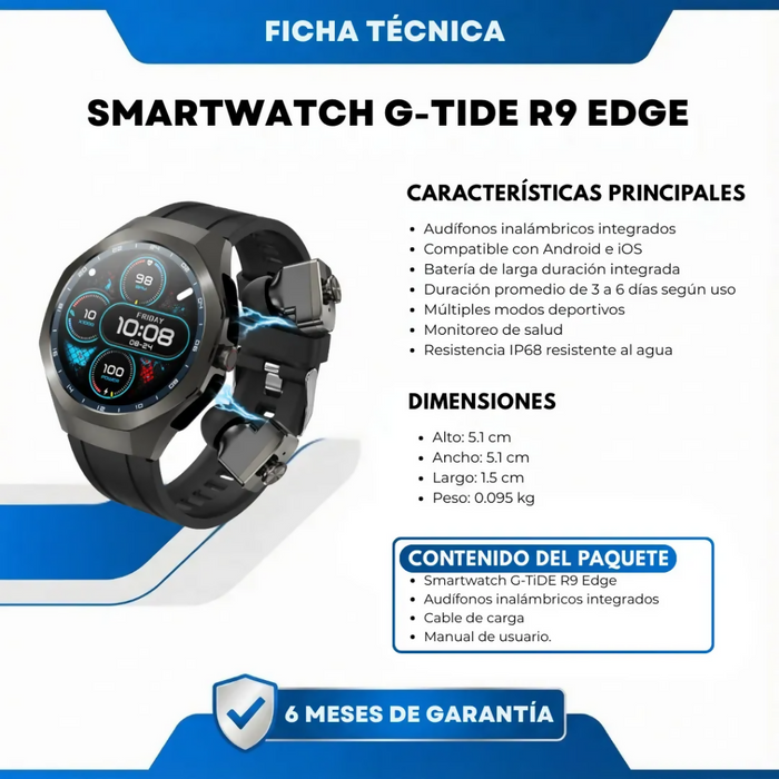 SMARTWATCH RELOJ INTELIGENTE PARA HOMBRE R9 EDGE PREMIUM