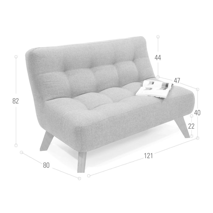 SOFA NAVARA 2 PUESTOS 121X80X82 CM TELA PLATA
