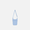 A Sherpani Soft Touch Concealed Neck Wallet Cool Blue, front view showing front pocket & adjustable strap on white background.