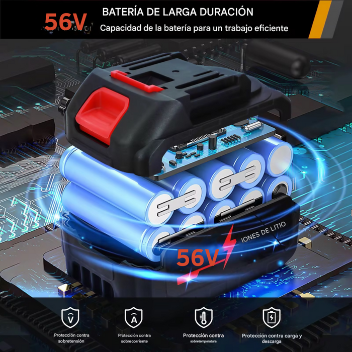 SOPLADORA HOJAS POLVO INALÁMBRICO 56V 2 BATERÍAS LITIO 650W