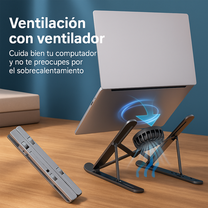 SOPORTE AJUSTABLE LAPTOP PORTÁTIL 1 VENTILADORES BASE PC NEGRO