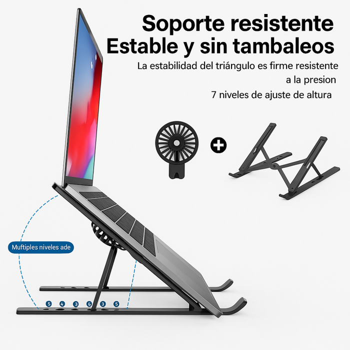 SOPORTE AJUSTABLE LAPTOP PORTÁTIL 1 VENTILADORES BASE PC NEGRO