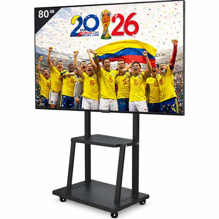 SOPORTE TV PEDESTAL PISO ESTANTE MESA 32 A 75 PULGADAS METÁLICO RUEDAS NEGRO