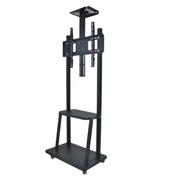 SOPORTE TV PEDESTAL PISO ESTANTE MESA 32 A 75 PULGADAS METÁLICO RUEDAS NEGRO