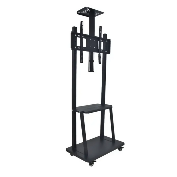 SOPORTE TV PEDESTAL PISO ESTANTE MESA 32 A 75 PULGADAS METÁLICO RUEDAS NEGRO
