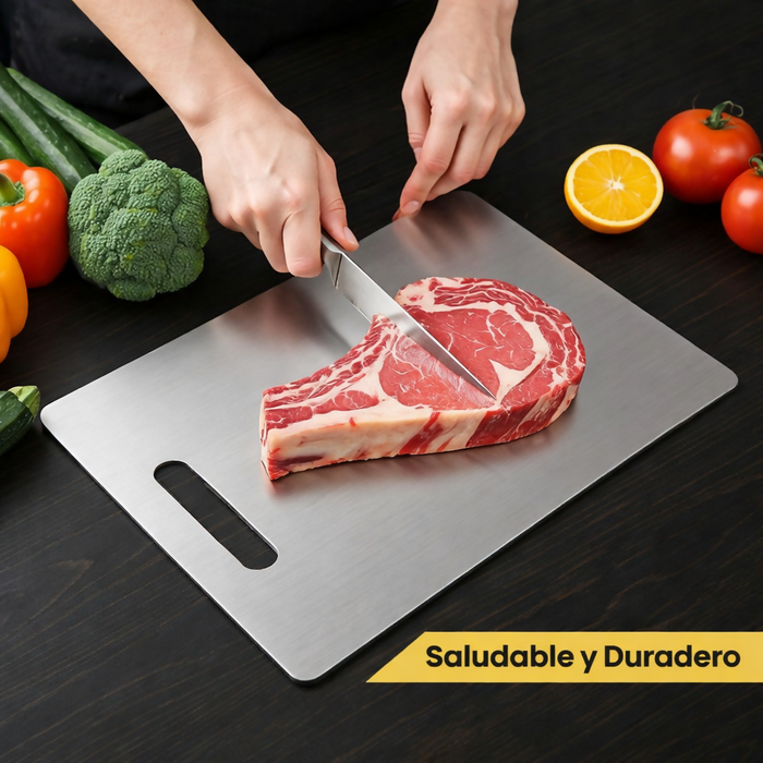 TABLA DE CORTAR ACERO INOXIDABLE ANTIBACTERIANA PROFESIONAL 35CM COCINA RESISTENTE Y FÁCIL LIMPIEZA