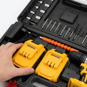 TALADRO PERCUTOR INALÁMBRICO BROCAS DOBLE BATERÍA RECARGABLE