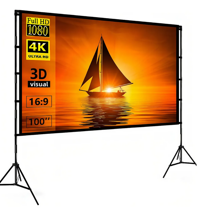 TELÓN PANTALLA PROYECTOR TOWOND 100 PULGADAS 16:9 TRÍPODE PORTÁTIL