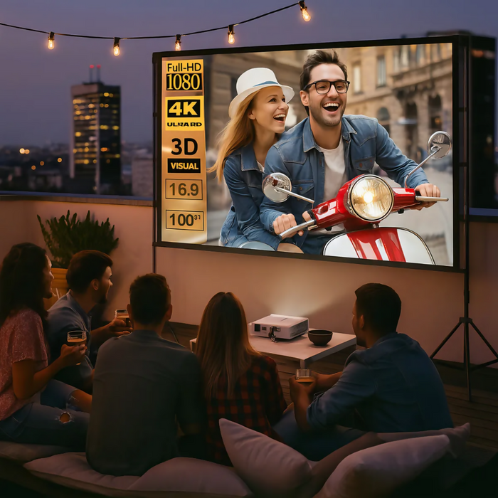 TELÓN PANTALLA PROYECTOR TOWOND 100 PULGADAS 16:9 TRÍPODE PORTÁTIL