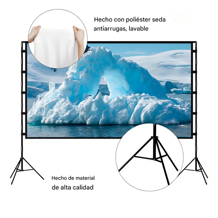 TELÓN PANTALLA PROYECTOR TOWOND 100 PULGADAS 16:9 TRÍPODE PORTÁTIL