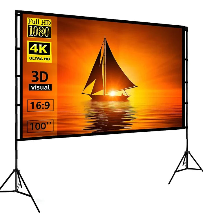 TELON PANTALLA PROYECTOR TRIPODE 100 PULGADAS 4K CON MALETA