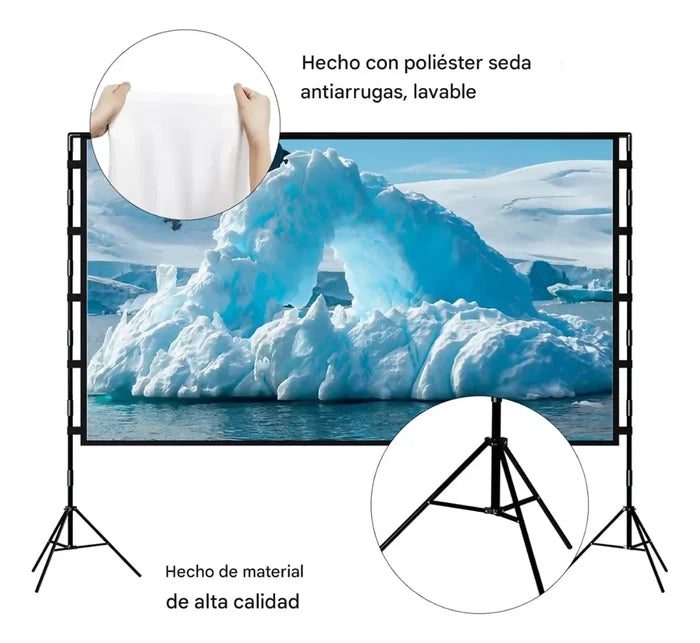 TELON PANTALLA PROYECTOR TRIPODE 100 PULGADAS 4K CON MALETA