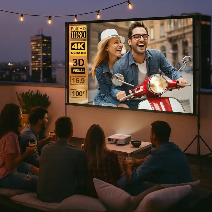 TELON PANTALLA PROYECTOR TRIPODE 100 PULGADAS 4K CON MALETA