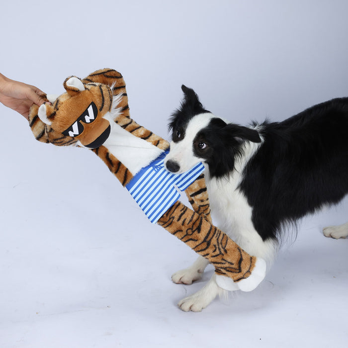 TIGER CON CHIRRIADOR Y JUGUETE ARRUGADO PARA PERROS GRANDES