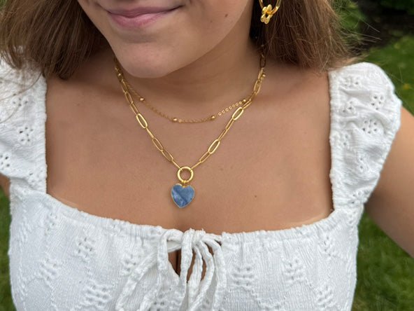 Timeless Heart Pendant | Natural Blue Opal | LINK, design your own