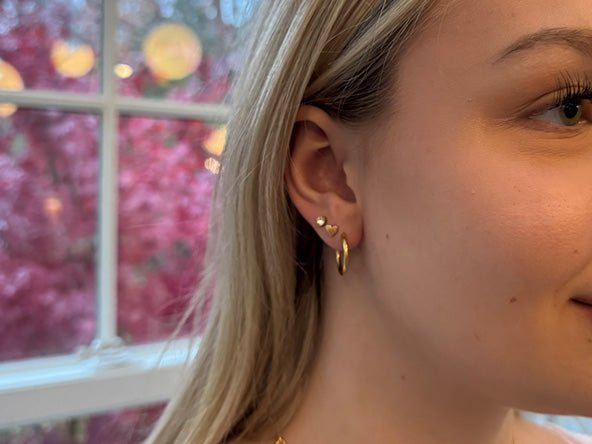 Tiny Curved Heart Stud Earrings | LINK, design your own