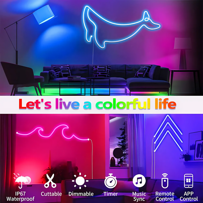TIRA LUZ LED NEON MANGUERA 10 METROS RÍTMICA ALEXA GOOGLE RGB