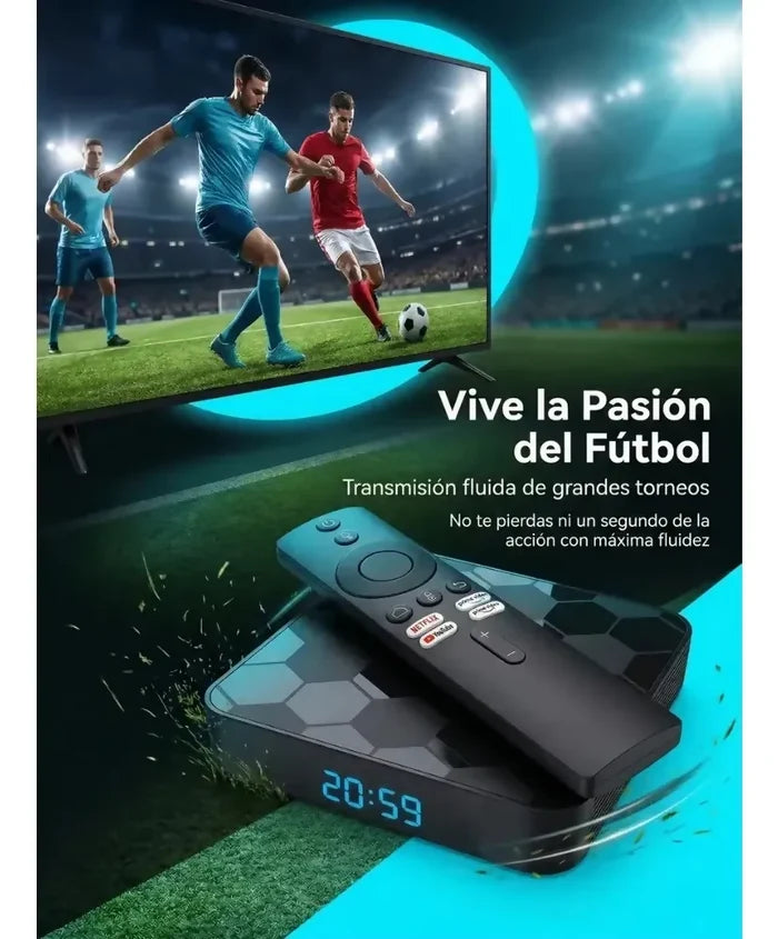 TV BOX I96 FOOTBALL ANDROID TV 8K WIFI BT CHROMECAST VOZ