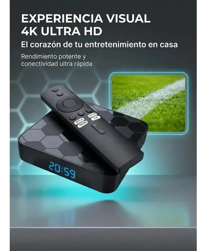 TV BOX I96 FOOTBALL ANDROID TV 8K WIFI BT CHROMECAST VOZ