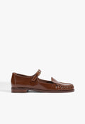 Tyla Buckle Leather Mary Jane Flat 5 Warm Toffee Leather - Schutz Shoes