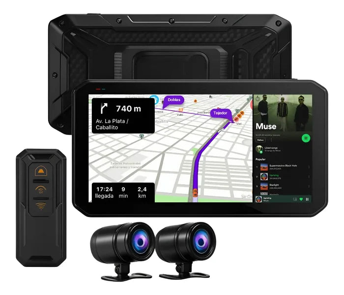 USB CARPLAY DVR PORTÁTIL MOTOS CÁMARAS 2K WIFI BLUETOOTH GPS