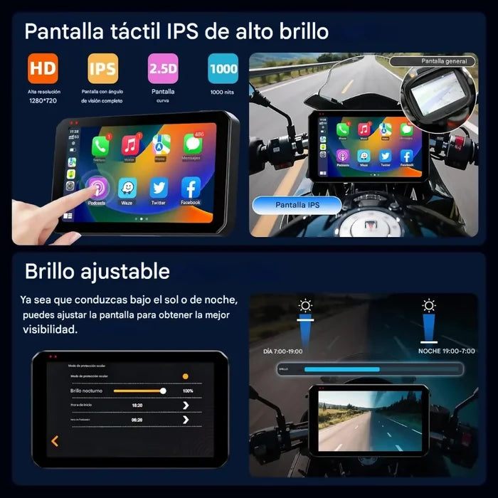 USB CARPLAY DVR PORTÁTIL MOTOS CÁMARAS 2K WIFI BLUETOOTH GPS