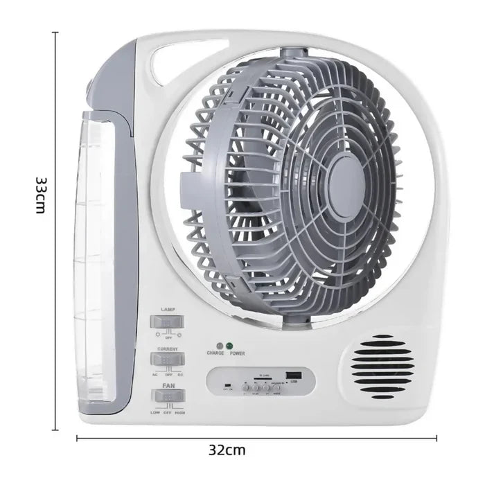 VENTILADOR RECARGABLE MULTIFUNCIONAL CON PANEL SOLAR GD-8028