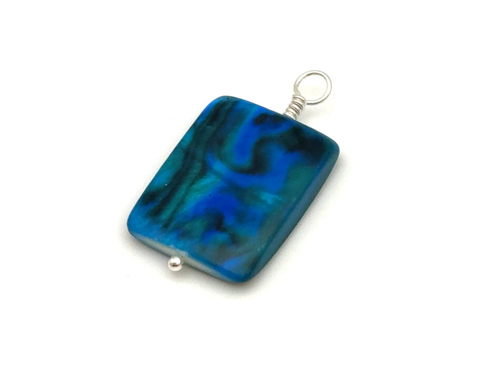 Vintage | Blue Marble Print Rectangle Shell Pendant | LINK, design your own