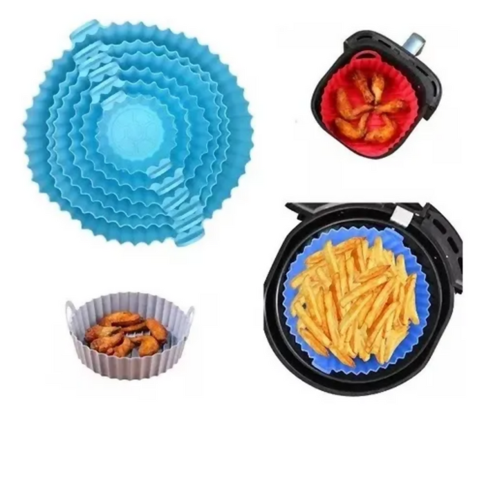 X6 MOLDES SILICONA AZUL HOMETV PARA AIRFRYER 20CM REUTILIZABLES