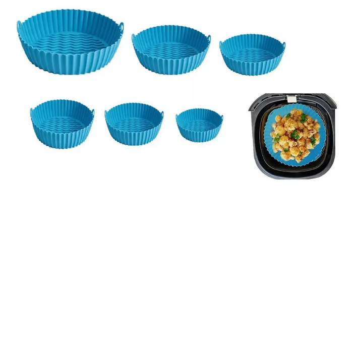 X6 MOLDES SILICONA AZUL HOMETV PARA AIRFRYER 20CM REUTILIZABLES