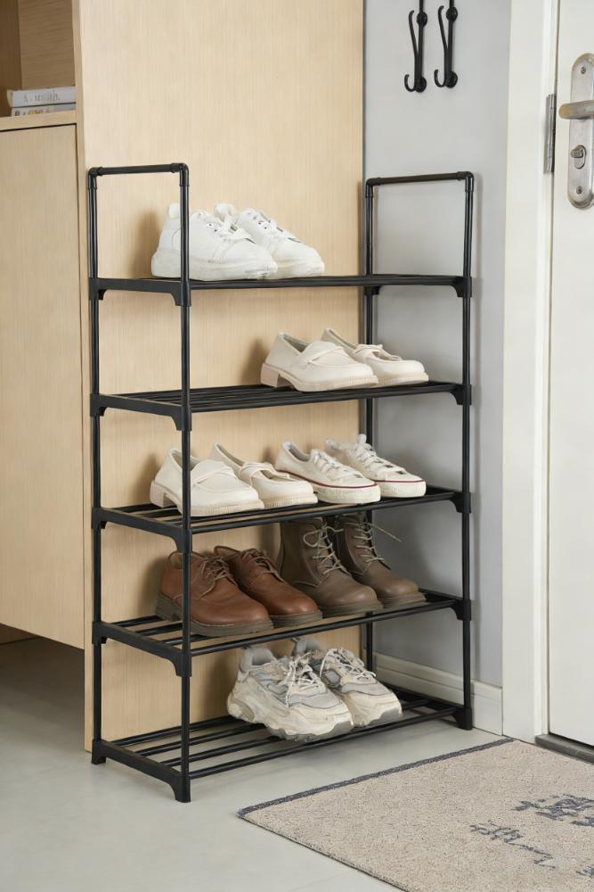 Zapatero organizador Juna eco, Negro, De 5 niveles con amplio espacio para 15 pares