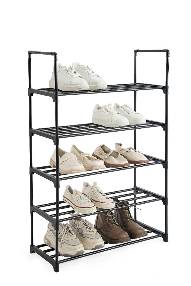Zapatero organizador Juna eco, Negro, De 5 niveles con amplio espacio para 15 pares